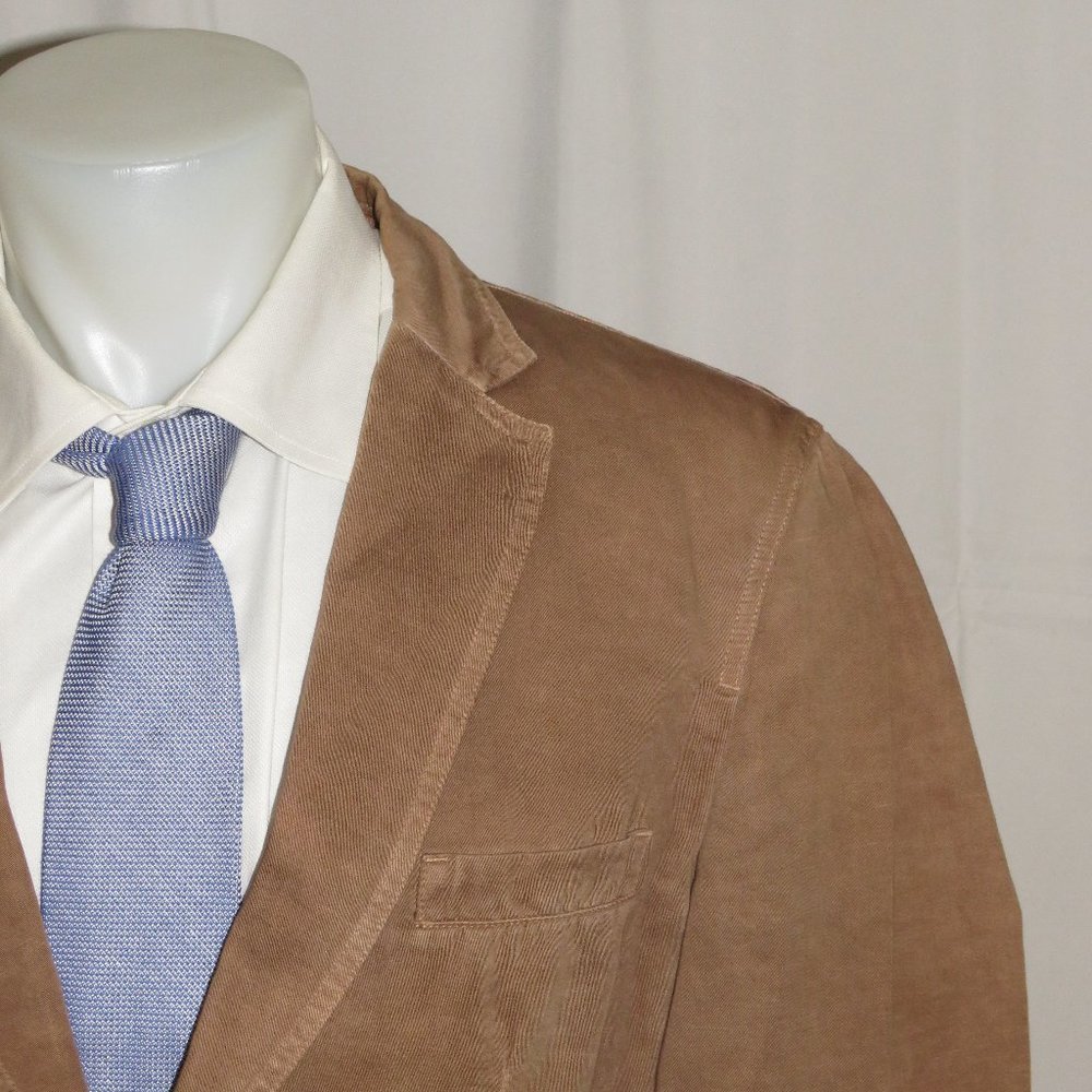 Ermenegildo Zegna Solid Brown Linen Cotton Two Button Sport Coat 42R